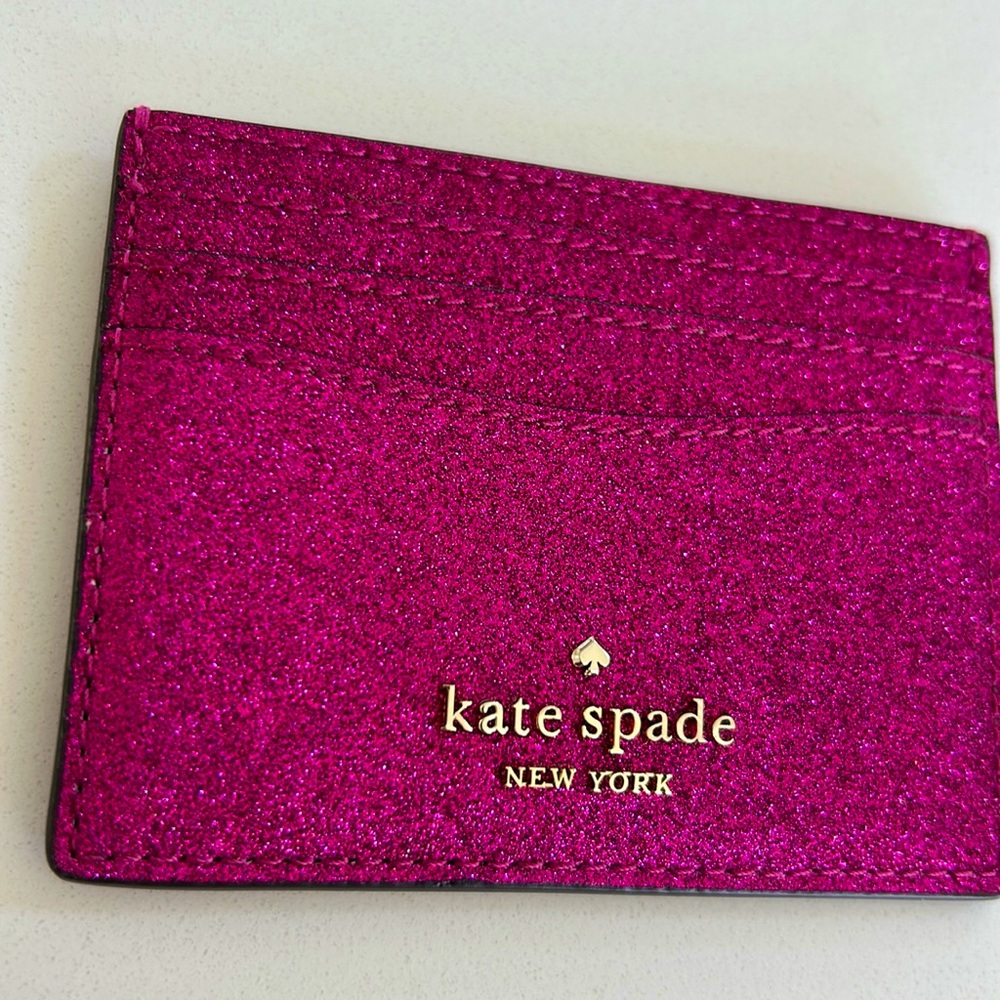 Kate Spade Lola Joeley Glitter Card Holder Pink Like New